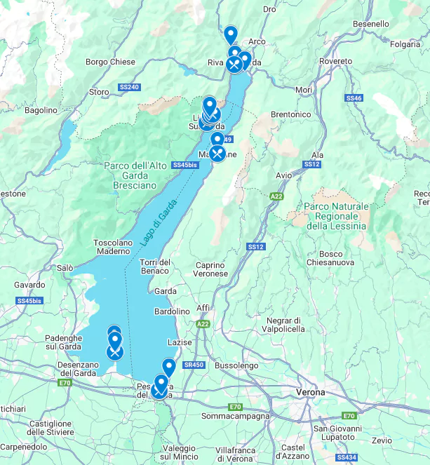 Harta cu atracții turistice Lacul Garda