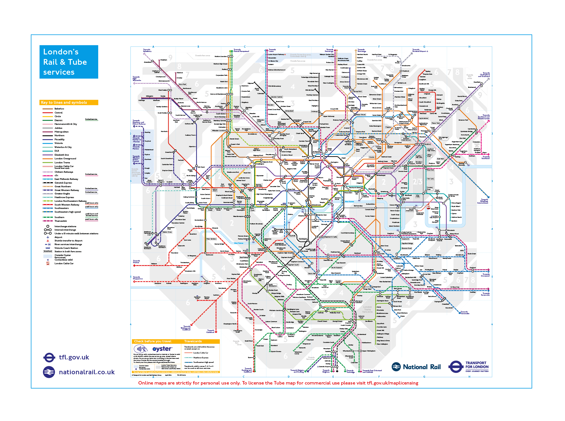 Harta transportului în comun Londra